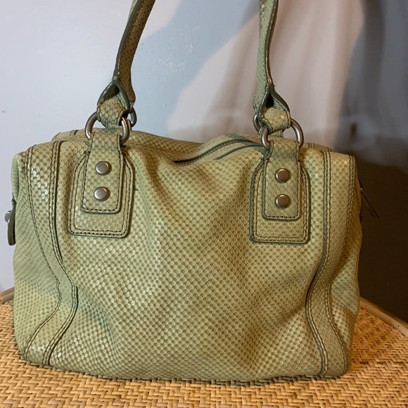 FOSSIL COWHIDE SNAKESKIN EMBOSSED MARLOW SATCHEL BAG TAUPE TAN NUDE - Picture 2 of 7